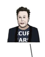 Drawing of Elon Musk head and upper chest